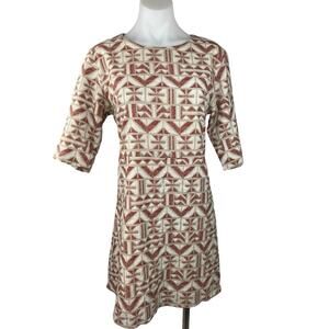 Wood Wood Multicolor Aztec Print Half Sleeve Career Office Knee Shift Dress L